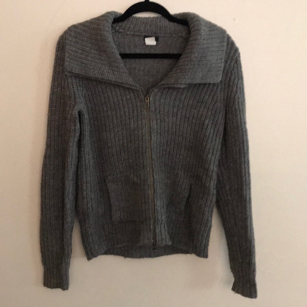 J.Crew zip up wide collar sweater